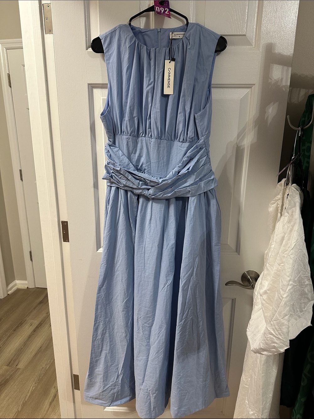 Commense Light Blue Ruched Waist Formal Dress
